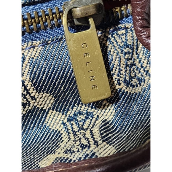 Authentic Céline Vintage Macadam Denim Boogie Handbag Blue/Brown - Picture 11 of 13